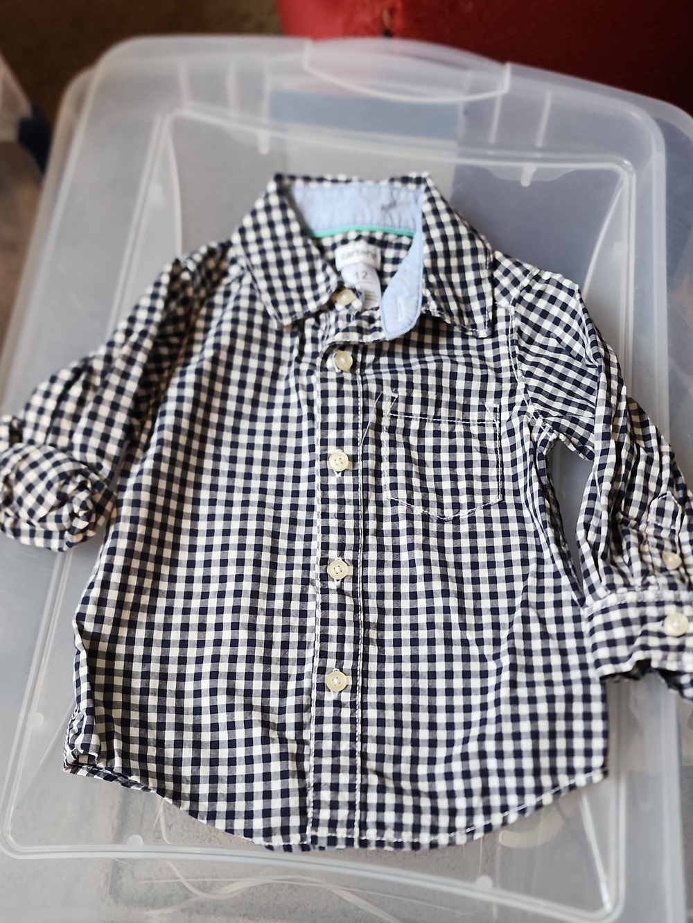 9-12 Months Carter's Navy Blue & White Gingham Button-Down Shirt
